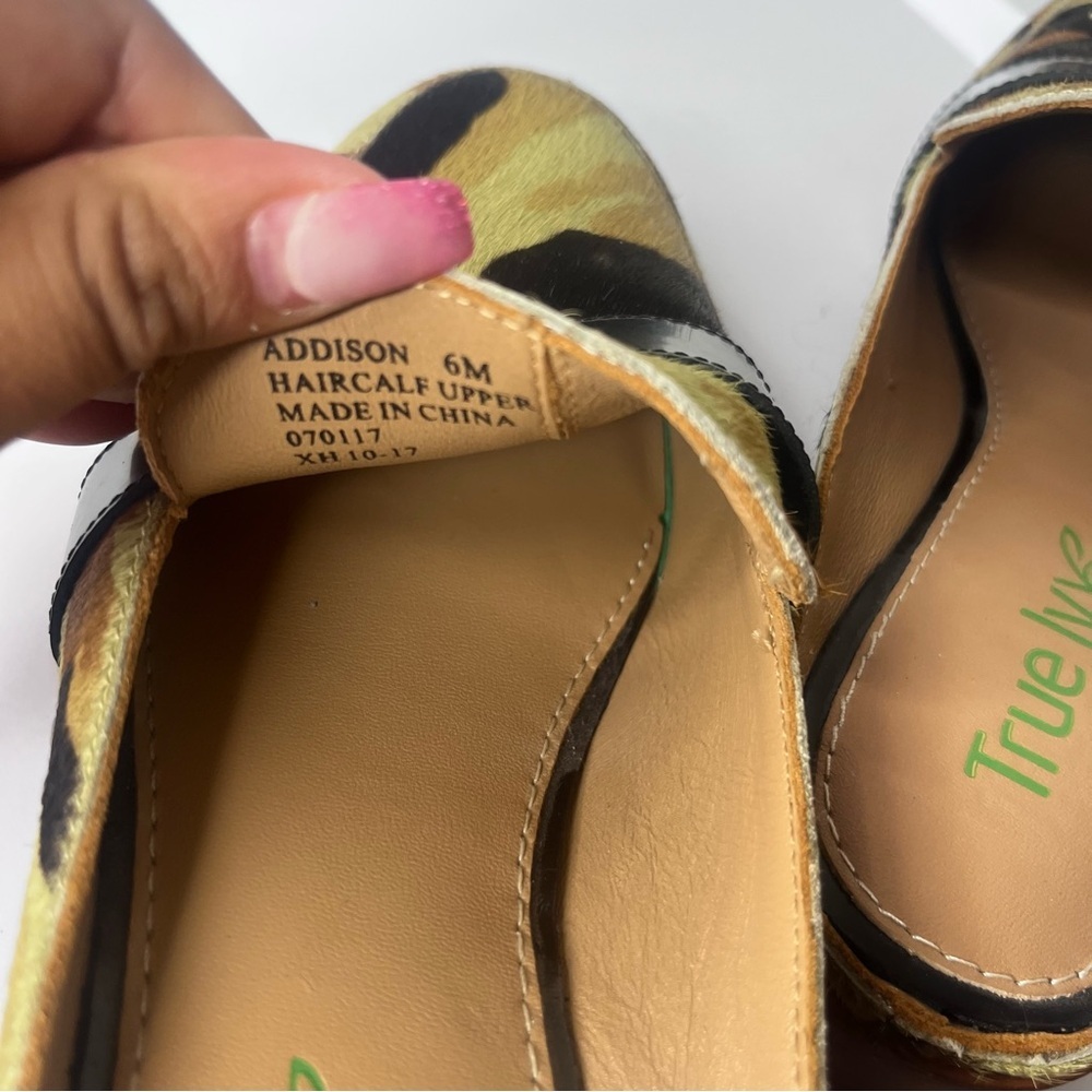True Ivy camouflage green slip on mules pony hair leather womens shoes size 6M - Picture 4 of 6